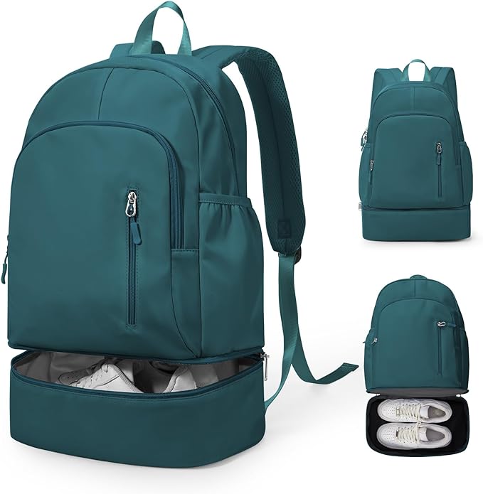 Gym Backpack for Women Men, Lightweight Gym Bag with Shoe Compartment, Waterproof Sports Backpack with Wet Pocket, Peacock Blue