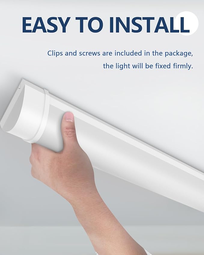 Sararoom 2ft LED Shop Fixture, 20W Tube, 2400lm, 4000K Neutral White, 60cm 23.6inch Garage Closet Ceiling Light for Office Home Basement, No Plug, No Ground Wire