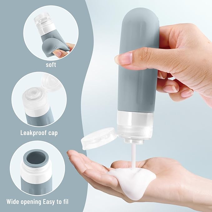 Landisun Travel Bottles for Toiletries 18Pack Toiletry Travel Size Containers Travel-Bottles Accessories TSA Approved Leak Proof Black