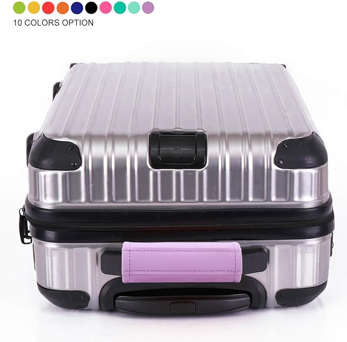 Luggage Handle Wrap 5 Pack-Leather Luggage Handle Wraps for Suitcase/Handbag/Duffel Bag/Car Bright Luggage Identfier/Handle Covers/Grips Luggage Accessories for Travel 3.0 (Violet)