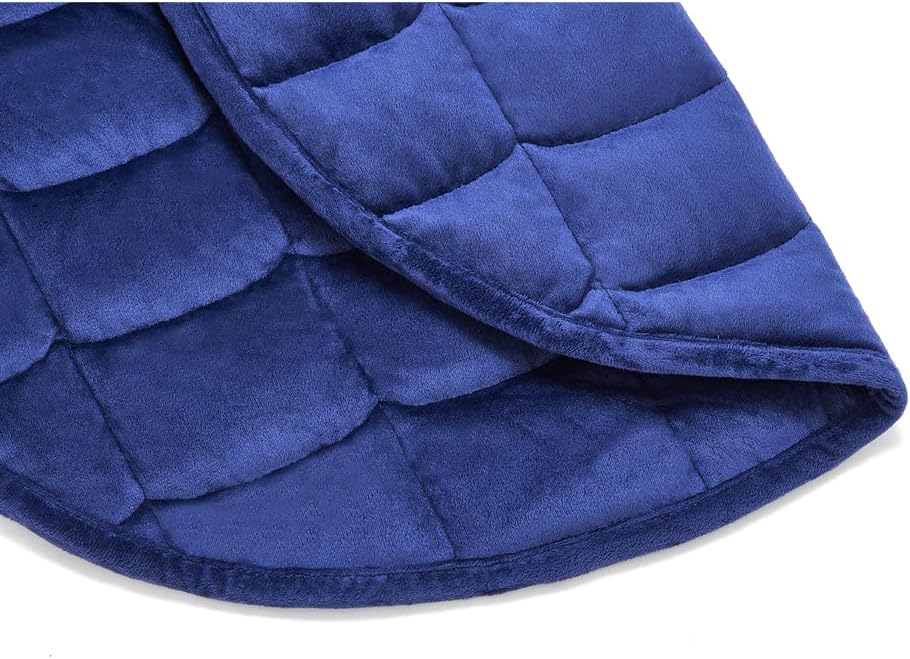 TONGDADA Weighted Lap Blanket 7lbs for Adult,Perfect for Relaxation, Lounging, Napping, Sleeping & Travel,Luxury Minky Weighted Body Blanket,Weighted Throw Blanket-Navy Minky, 29" x 24"