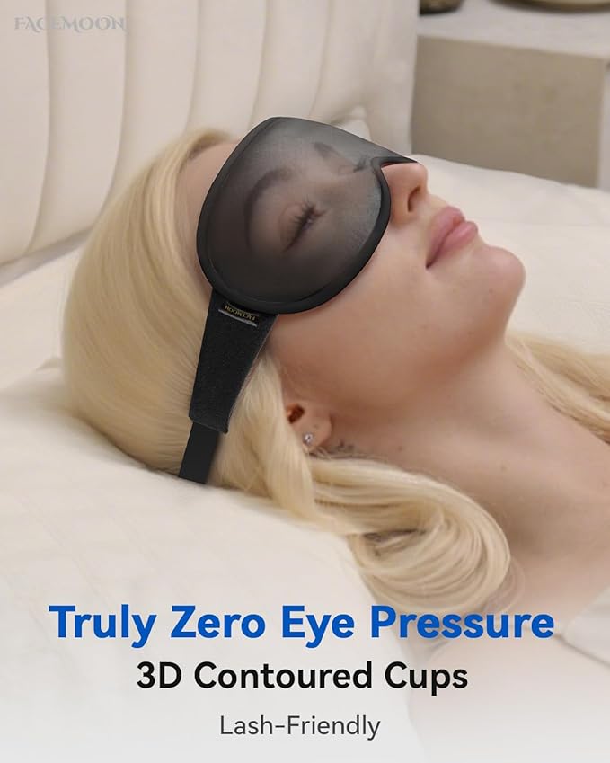 Weighted Blackout Sleep Mask for Men, 3D Contoured Zero Eye Pressure, Lash-Friendly Deep Eye Cups, Adjustable Slide Buckle Strap, Office Nap & Business Travel Essential, Relaxation Gift for Him(Black)