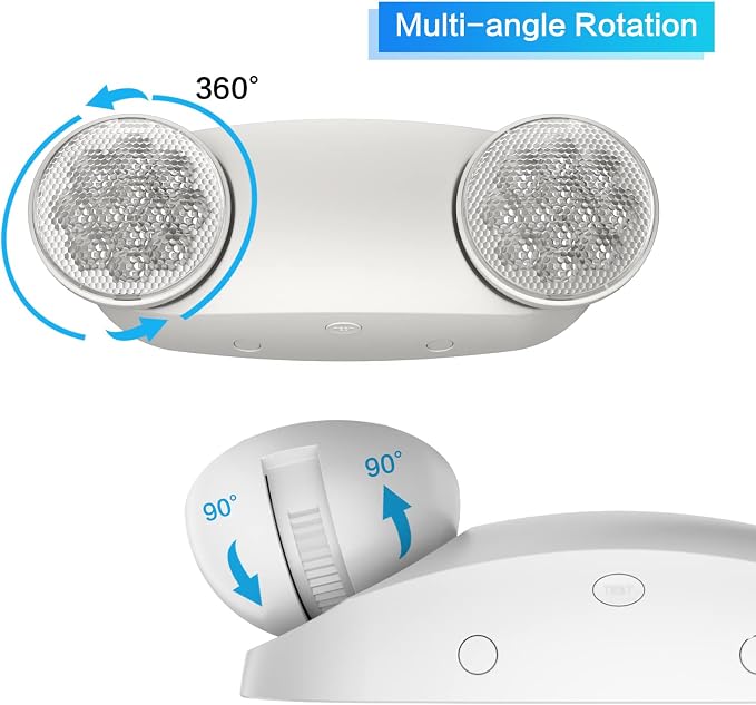 1 Pack Led Emergency Lights for Business, LED Emergency Exit Lights with Battery Backup, 2 Bug Eye Heads Adjustable Commercial Emergency Lighting Fixtures, UL 924 Certified.