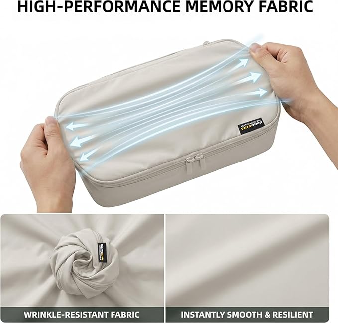 4 Piece Compression Packing Cubes for 3–7 Day Travel, Lightweight Travel Organizers with Breathable Mesh, Double-Zipper Packing Cubes for Carry-On & Suitcases (Off White)