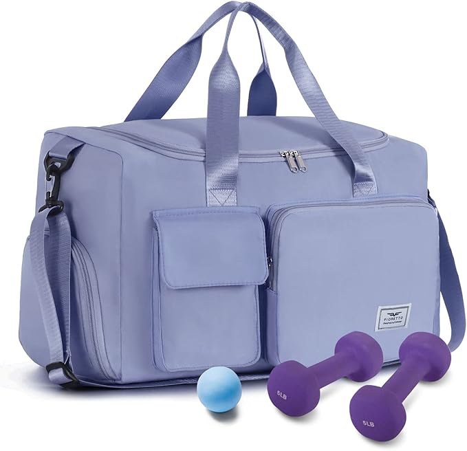 FIORETTO Women's Gym Duffle Bag with Shoes Compartment, 30L Capacity, Ideal for Travel, Gym, Sports, Duffel, Weekender