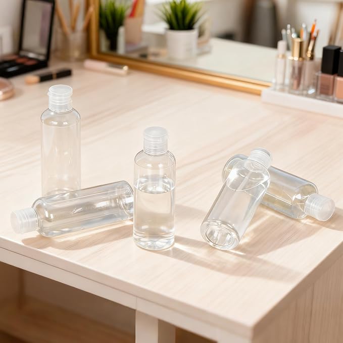 2 Pack Clear Travel Size Toiletry Bottles, 3.4oz TSA Approved Containers, Leak Proof Squeezable Plastic