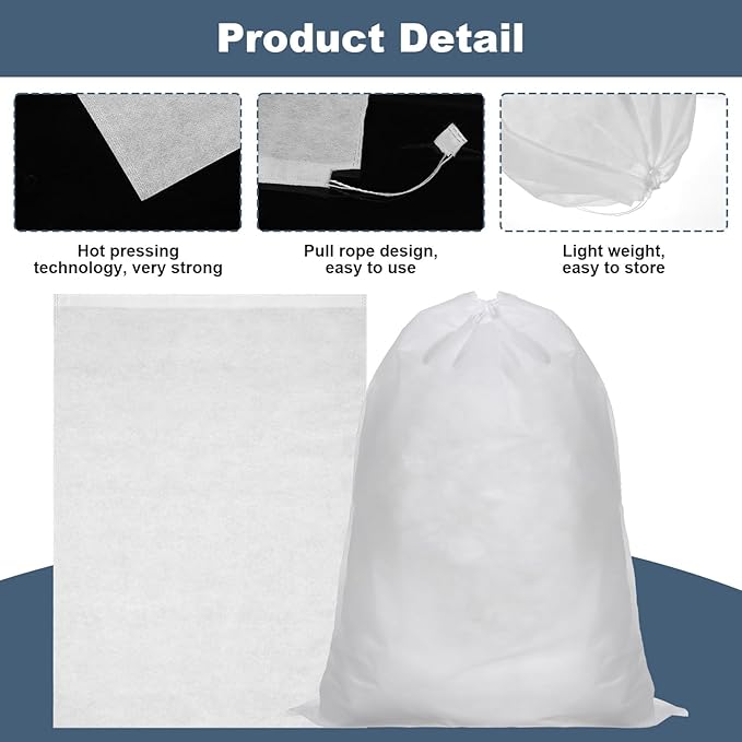 100 15.7" x 23.6" Pcs White Dust Bags for Shoes, Handbags, and Travel Storage, Non-Woven Fabric Shoe Bags, Portable Storage Organizer for Closet, Boots, and Accessories