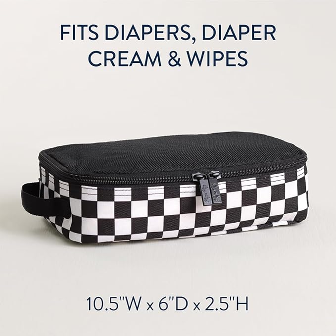 Itzy Ritzy Packing Cubes for Travel – Set of 3 Packing Cubes or Travel Organizers - Each Cube Features a Mesh Top, Double Zippers and a Fabric Handle (Black & White Checkerboard)