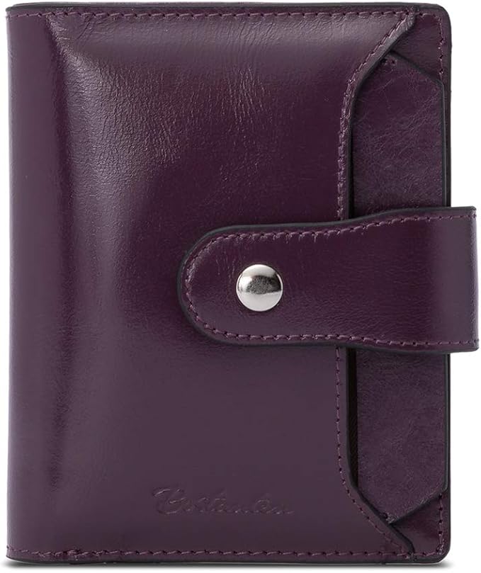 BOSTANTEN Women Leather Wallet RFID Blocking Small Bifold Zipper Pocket Wallet Card Case Purse with ID Window
