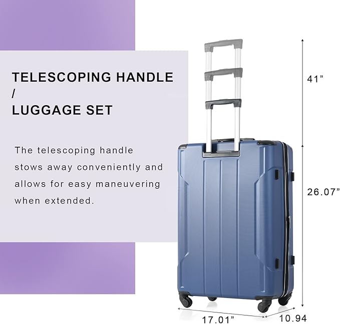 Merax Luggage Sets of 2 Suitcases With Wheels, Expandable and Lightweight, TSA Lock, Hardside Spinner Carry On Luggage (20 28 inch Blue)