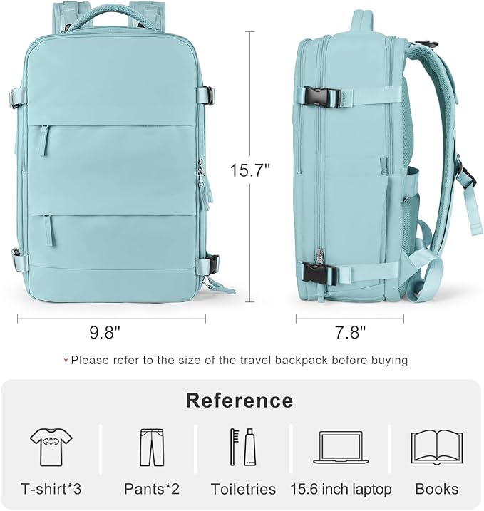 coofay Travel Backpack Carry On Flight Approved Personal Item Travel Bag Carry On Backpack For Airplanes Personal Item Bag 18x14x8 Inches Backpack for Traveling on Airplane Blue