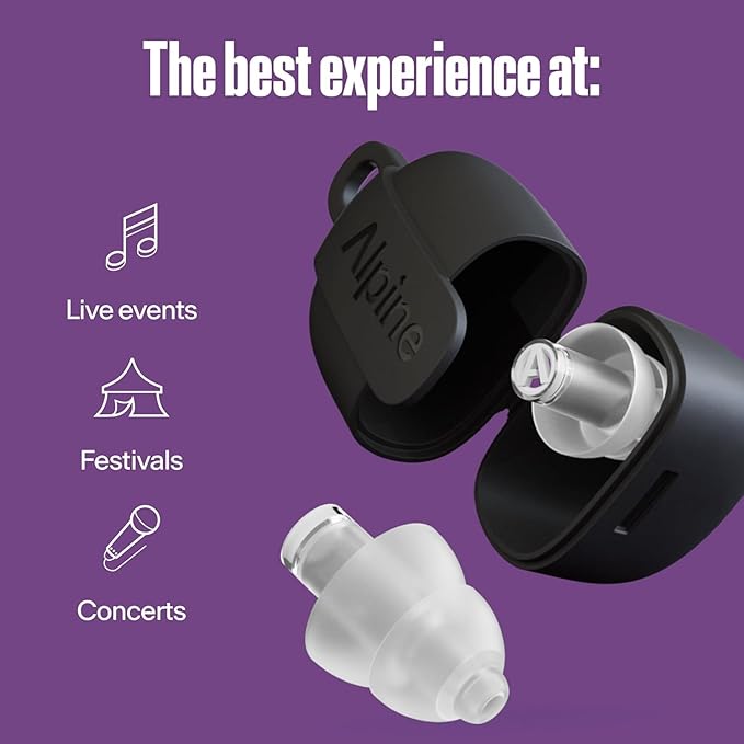 Alpine PartyPlug Concert Ear Plugs - Noise Reduction Ear Plugs for Party, Concert, Festival and Music - Reusable Earplugs (Pro Transparent (Multisize))