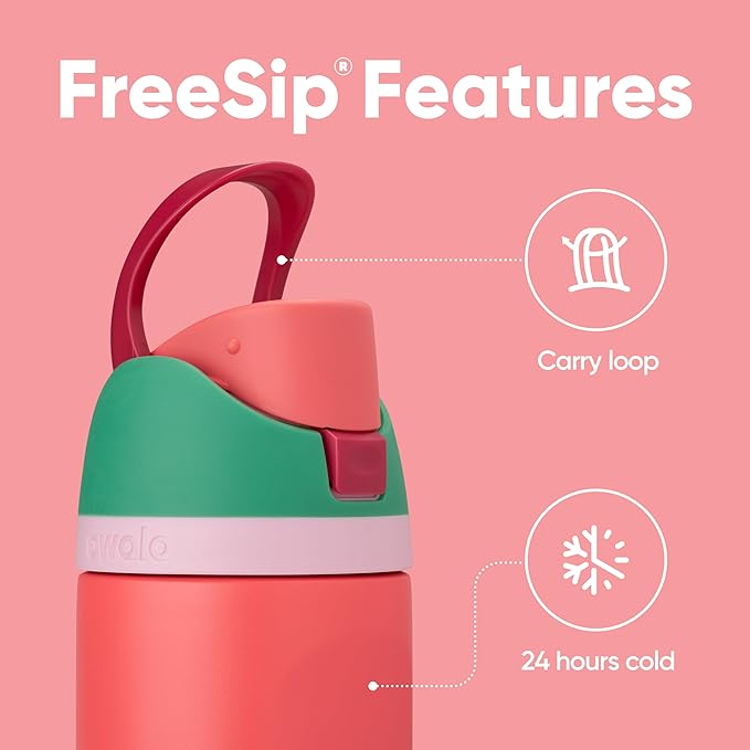 Owala FreeSip Insulated Stainless Steel Water Bottle with Straw for Sports, Travel, and School BPA-Free Sports Water Bottle, 32 oz, Strawberry Fields | Insulated, with Straw, for Sports, Travel, and School, BPA-Free