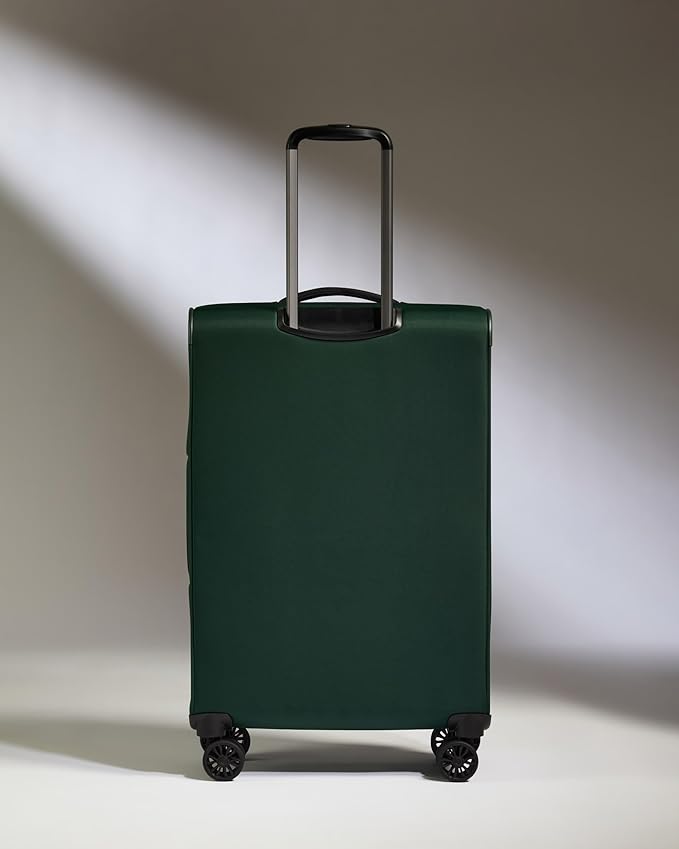 ANTLER - Soft Stripe Medium Luggage - 27" Softside Suitcase, Adjustable Handle, 4 Spinner Wheels, Lightweight, Expandable, TSA Lock - Recycled Polyester Luggage - 71cm, Antler Green