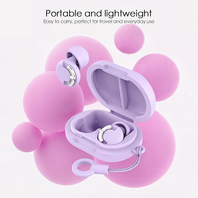 Adjustable Ear Plugs - 3 Noise Cancelling Modes for Work, Travel, Concerts & More, Reusable Hearing Protection with 4 Sizes (XS/S/M/L), Comfortable Ear Plugs for Noise Reduction, Purple Silver