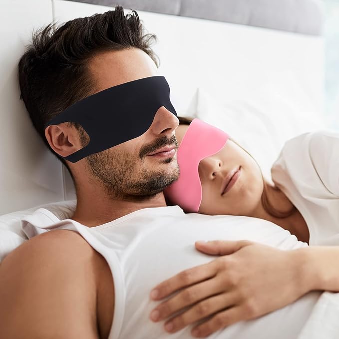 FRESHME Zero Pressure Sleep Mask - Lightweight Breathable Blockout Eye Mask for Sleeping with Ear Hanging Elastic Strap for All Sleep Positions Men Women Soft and Comfortable Black Eye Blinder Travel