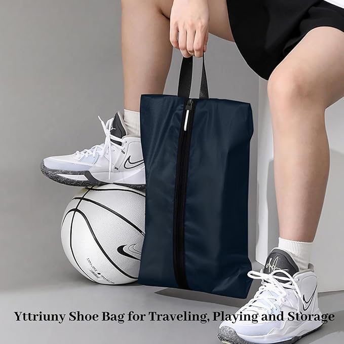 Shoe Bags for Travel, Set of 2 Pack Shoe Travel Bags for Packing, Large Waterproof Portable Travel Shoe Bag with Zipper Travel Essentials Women for and Men (Navy Blue, 2-Pack)