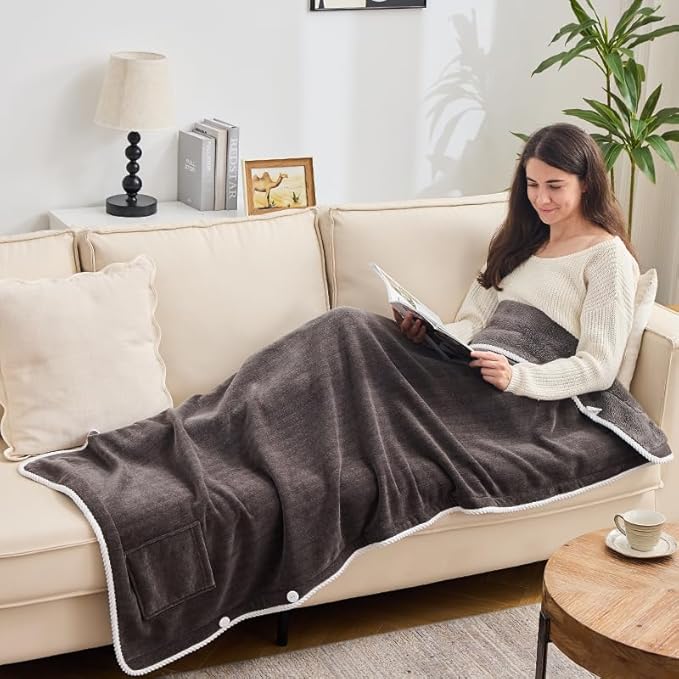 XING YE CHUAN Fleece Wearable Blanket, Comfy Poncho Throw with Buttons, Plush Sleeveless Blankets, for Women Cape Wrap Cover…