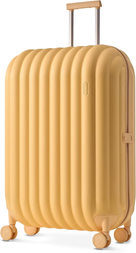 artrips Large Checked Luggage 28 Inch, Hard Shell Suitcase with Spinner Wheels, Large Travel Suitcase for Long Trips and Family Travel, Yellow