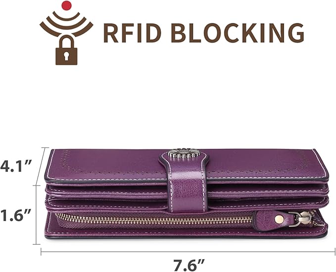 SENDEFN Wallets for Women Leather Credit Card Holder with RFID Blocking Large Capacity Wristlet | with RFID Blocking, Large Capacity, Wristlet, with RFID Blocking, Large Capacity, Wristlet