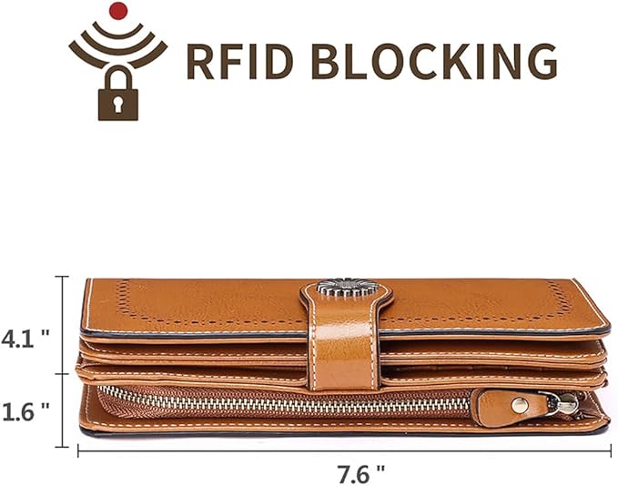SENDEFN Wallets for Women Leather Credit Card Holder with RFID Blocking Large Capacity Wristlet | with RFID Blocking, Large Capacity, Wristlet, with RFID Blocking, Large Capacity, Wristlet