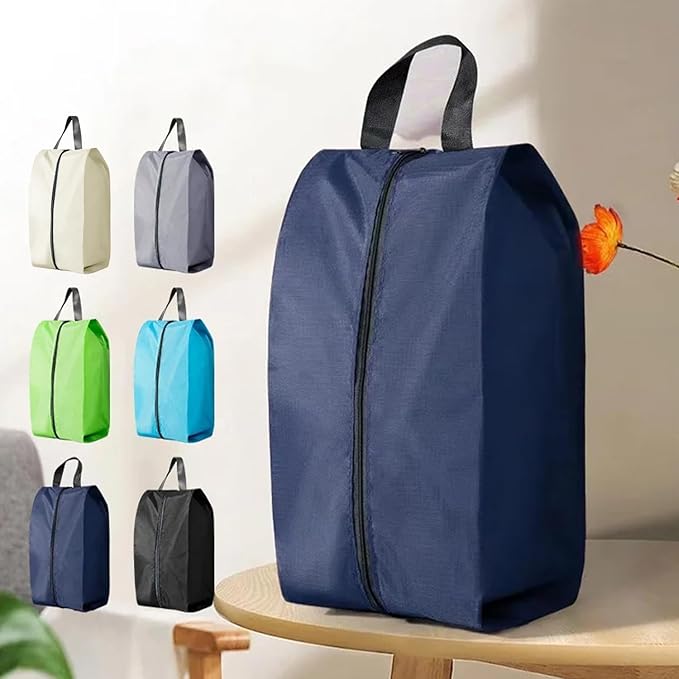 5Pcs Large Travel Shoe Bags Portable Travel Gifts Shoe Organizer with Zipper Closure, Waterproof Nylon Shoe Storage Organizer with Handle Travel Bags For Men and Women, Navy