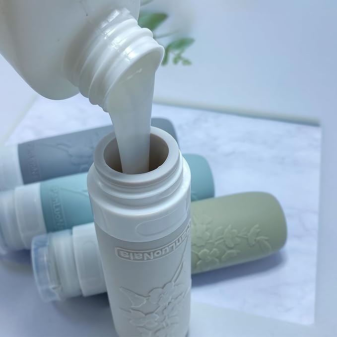 Silicone Travel Bottles for Toiletries, TSA Approved Leak-Proof Toiletry Containers for Airplane & Vacation