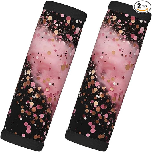 Black Pink Glitter Pattern Luggage Handle Wraps for Suitcase Luggage Identifiers Soft Handle Grips Covers for Travel Accessories, 2 Pack