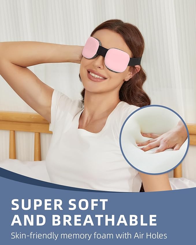 Sleep Eye Mask for Men Women, 3D Zero Intraocular Pressure Design,100% Light Blocking Sleeping,Suitable for Sleeping Mask, Exquisite Travel Storage Box（Pink）