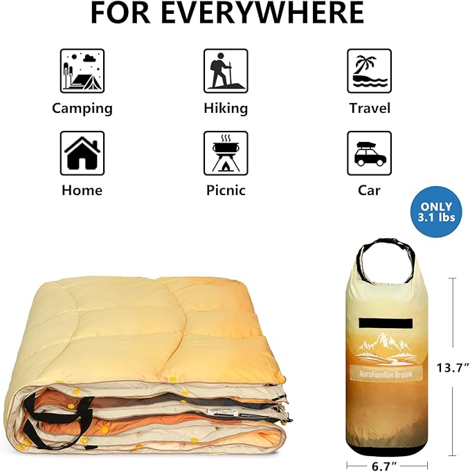 Camping Blanket, Puffy Blankets Lightweight Windproof Resistant for Outdoors,Hiking, Backpacking,Car,Picnic,Stadium