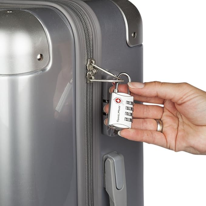 TSA Luggage Locks with 4 Digit Combination – Heavy Duty Set Your Own Padlocks for Travel, Baggage, Suitcases & Backpacks – 1 Pack Silver