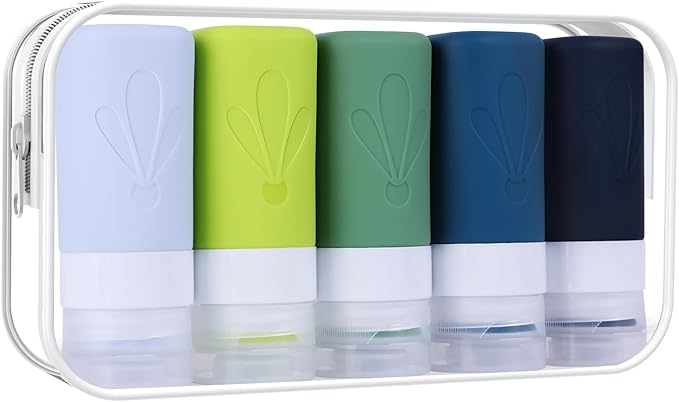 INSFIT Travel Bottles for Toiletries, TSA Approved 2oz Travel Size Toiletries, BPA Free Leak Proof Squeezable Silicone Tubes Travel Essentials for Shampoo Conditioner Lotion Soap
