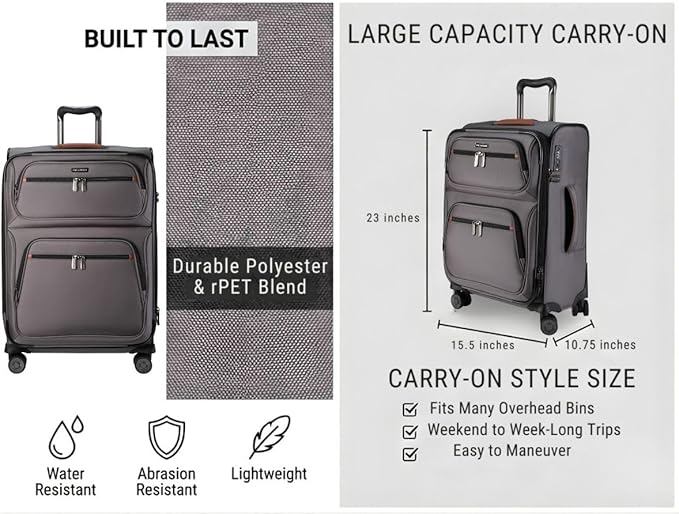 Ricardo Beverly Hills Montecito 3.0 Softside Luggage Collection – Expandable Suitcases with Wheels and TSA Lock, 29" Large Check-In, French Gray