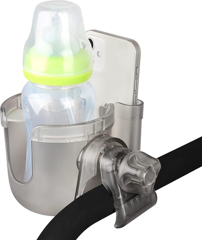 Accmor Stroller Cup Holder with Phone Holder, Bike Cup Holder, Universal Cup Holder for Uppababy Nuna Doona Strollers, 2-in-1 Cup Phone Holder for Stroller Bike Wheelchair Walker Accessory