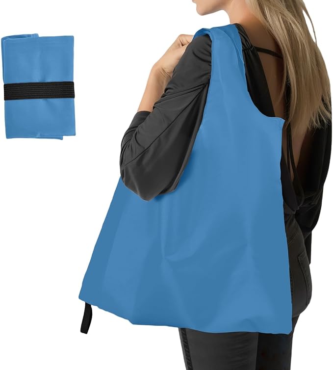 Washable Reusable Grocery Bags, Foldable Reusable Shopping Bags, Polyester Tote, Pocket Size Carrier