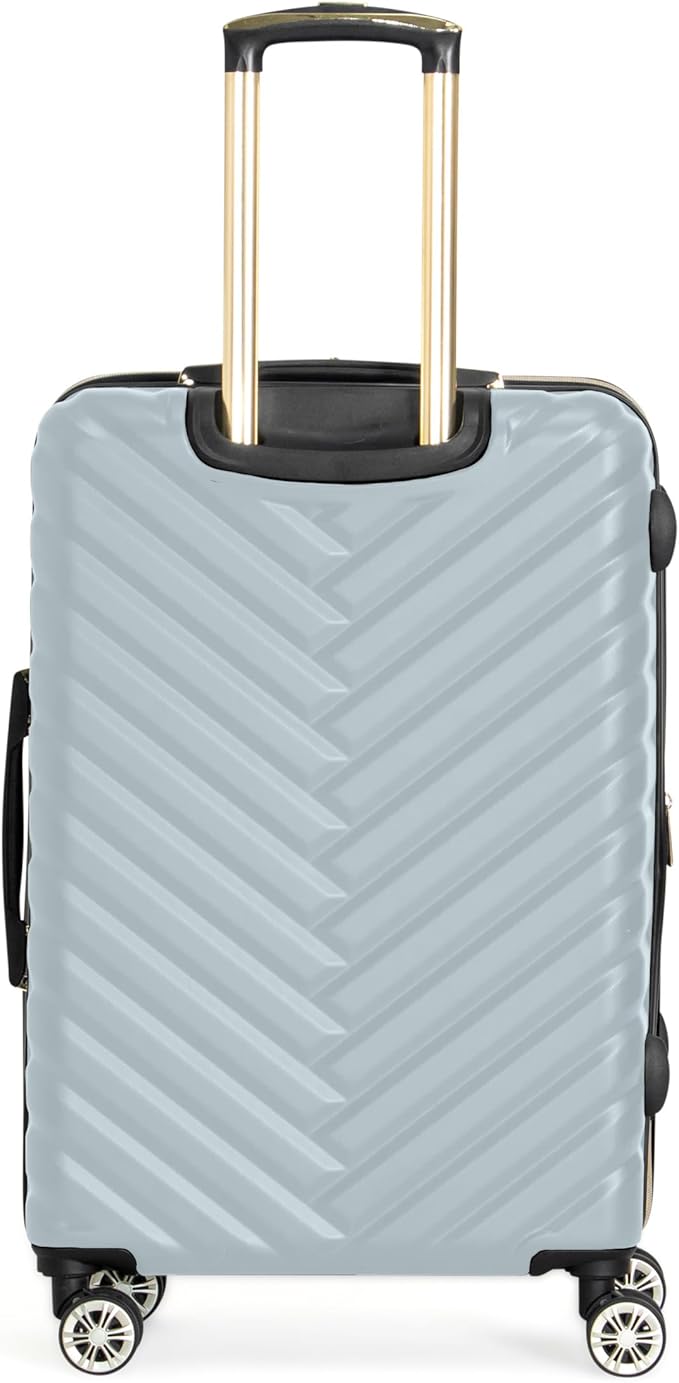 Kenneth Cole REACTION Madison Square Lightweight Hardside Chevron Expandable Spinner Luggage, Slate, 24-Inch Checked