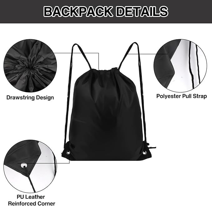 Drawstring Backpack 40Pcs Drawstring Bags, Draw String Back Bag Drawstring Bags Bulk for Sports, Gym, Travel, Swimming, Beach (6 Colors)