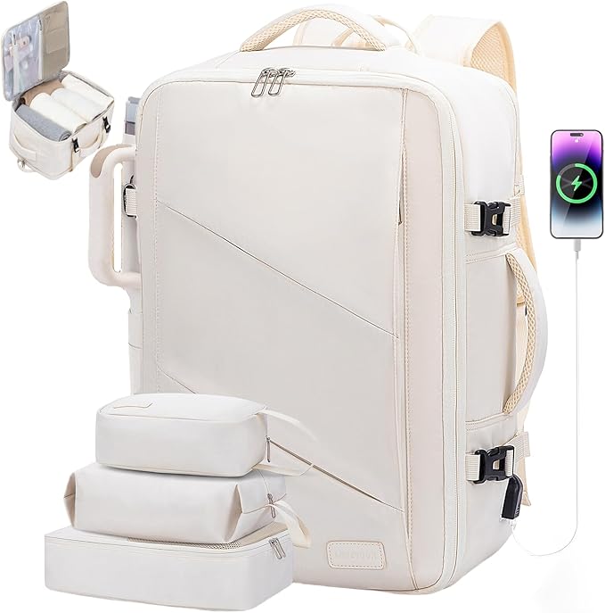 LOVEVOOK Travel Carry on Backpack, Large 40L Personal Item Travel Bag for Men & Women Flight Approved with 3 Packing Cubes, Suitcase Water Resistant Luggage Daypack Business Weekender Bag