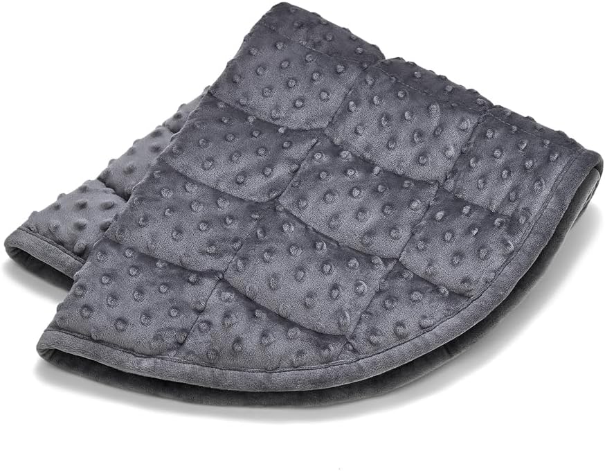 TONGDADA Weighted Lap Blanket 7lbs for Adult,Perfect for Relaxation, Lounging, Napping, Sleeping & Travel,Luxury Minky Weighted Body Blanket,Weighted Throw Blanket-Dark Grey Minky Dot, 29" x 24"