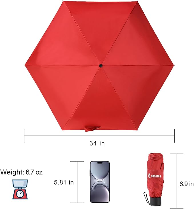 GAOYAING Compact Travel Umbrella with Case Sun&Rain Lightweight Small and Compact Suit for Pocket