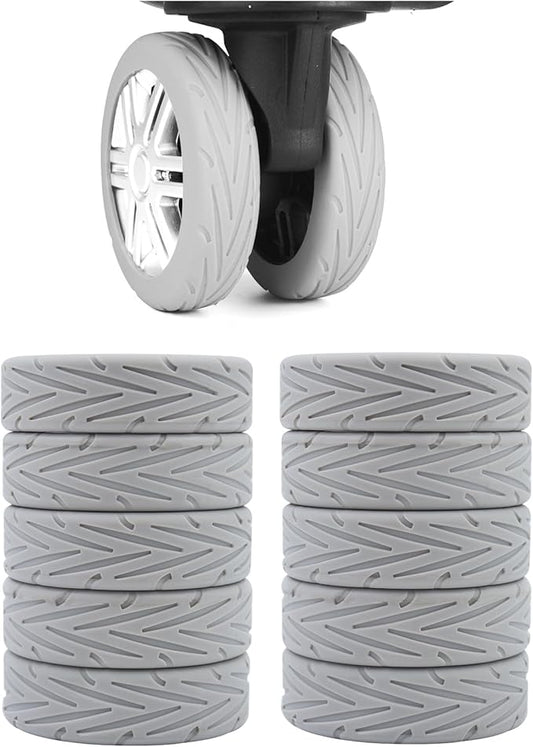10Pcs Luggage Covers Silicone Silent Suitcase Protector for Luggage Office Chair Caste Upgraded Wear-Resistant Anti-Noise Shock Absorption Suitcase Wheel Covers Accessories for Travel Grey