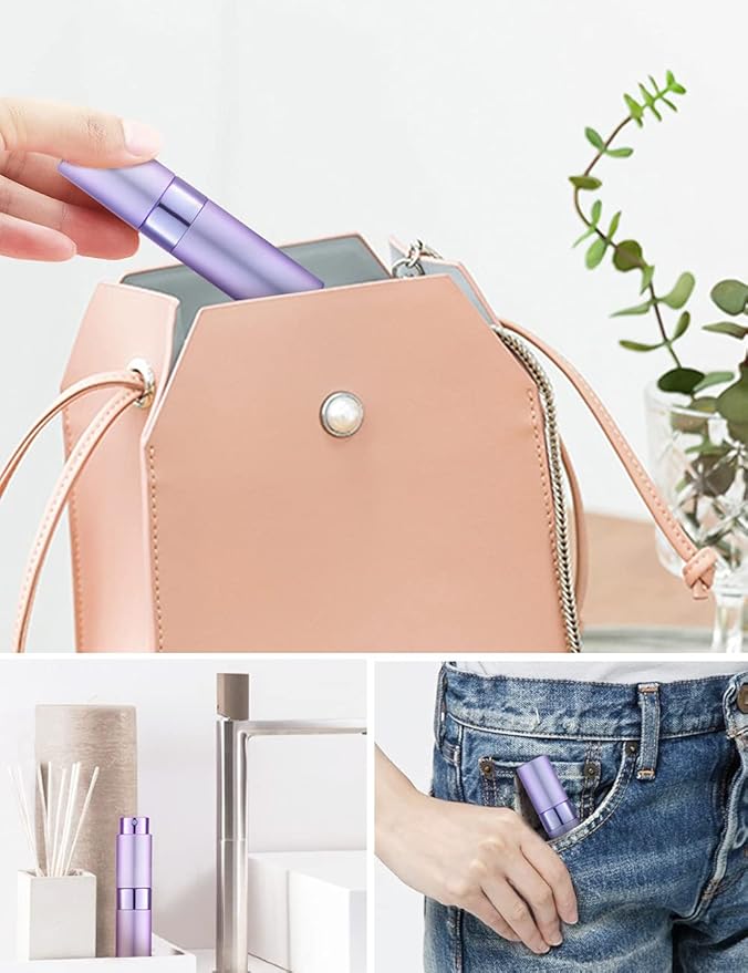 LISAPACK 8ML Atomizer Perfume Spray Bottle for Travel, Empty Refillable Cologne Dispenser, Portable Sprayer (Purple)