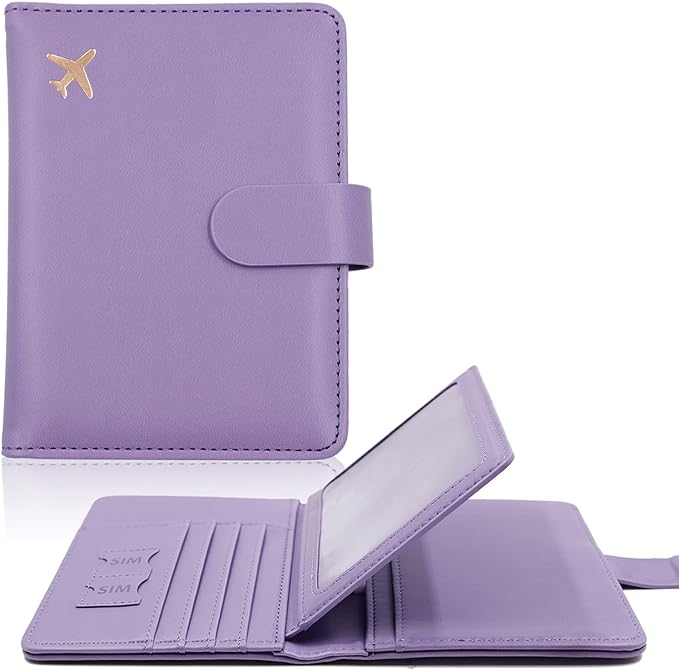 Melsbrinna Rfid Passport Holder for Travel women/Men, Cute Passport Wallet Rfid Blocking Card Slots, Rfid Passport Cover/CaseTravel Wallet, Passport Book Holder (1, Purple)