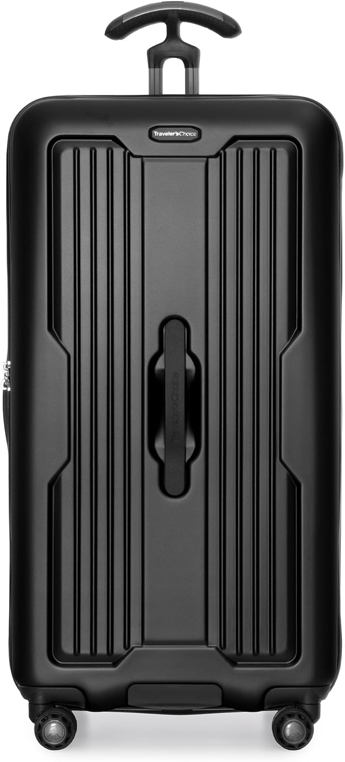 Traveler's Choice Ultimax II Polycarbonate Hardside Luggage with Spinner Wheels, Matte Black, 31-Inch Large Trunk