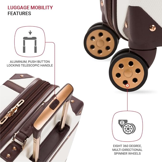 SwissGear 7739 Hardside Luggage Trunk with Spinner Wheels, White, Carry-On 19-Inch