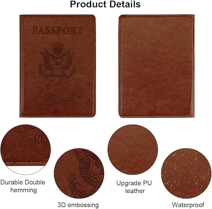 Passport Holder Women, Passport Holder, Passport Wallet Travel Must Haves, 1 Pack Passport Holder for Men, Passport Cover, Passport Case, Travel Passport Cover for Travel Essentials, Brown