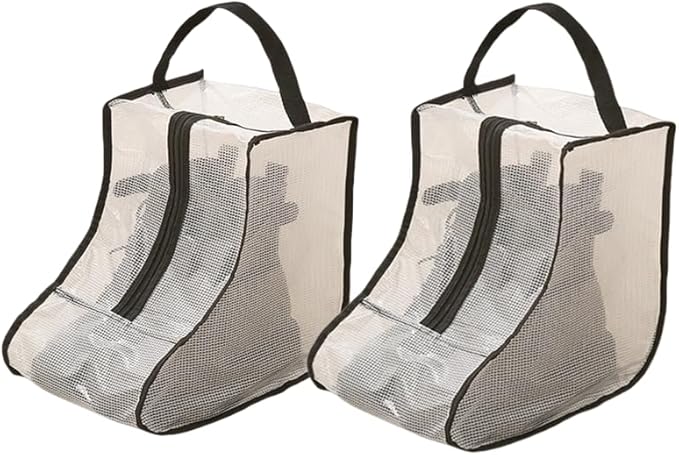2 Set Boot Storage,Portable Short Boots and Tall Boots Storage or Protector Bag,Shoe Dust Bags,Shoe Sleeves for Travel,Clear Boots Cover,Shoes Packing Organizers for Adult Sneakers (Black Edge-Short)