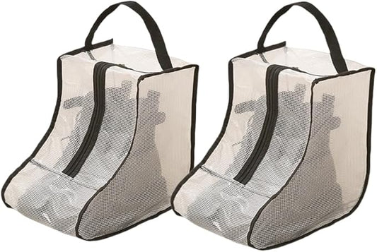 2 Set Boot Storage,Portable Short Boots and Tall Boots Storage or Protector Bag,Shoe Dust Bags,Shoe Sleeves for Travel,Clear Boots Cover,Shoes Packing Organizers for Adult Sneakers (Black Edge-Short)