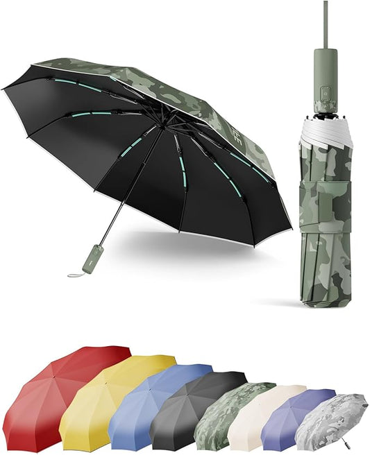 Windproof Travel Umbrella for Rain, Withstand 85MPH Winds, 54 Inch Automatic Reverse Fold Umbrellas Easy Auto Open Close, Portable Compact Umbrella Includes Cover Bag, Perfect for Travel, Car, Commute, Women Men, Backpack