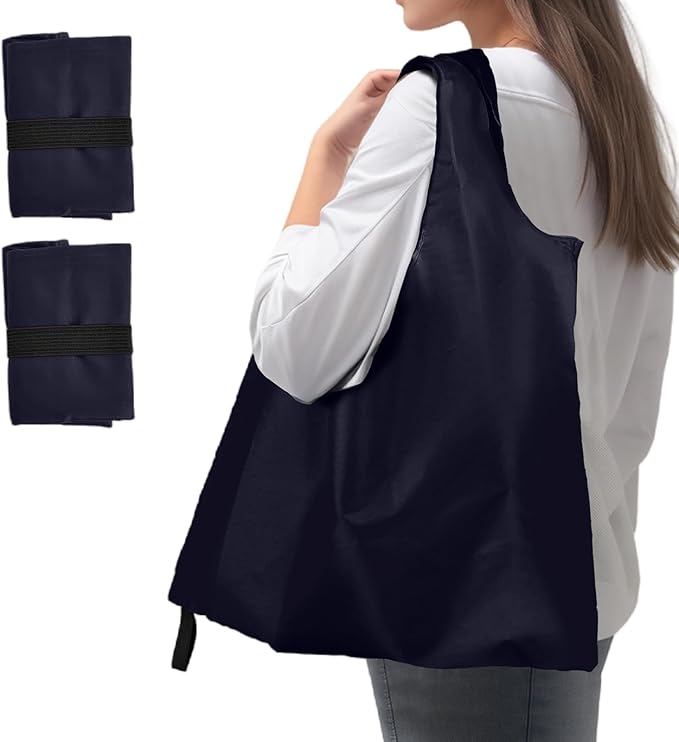 Washable Reusable Grocery Bags, Foldable Reusable Shopping Bags, Polyester Tote, Pocket Size Carrier